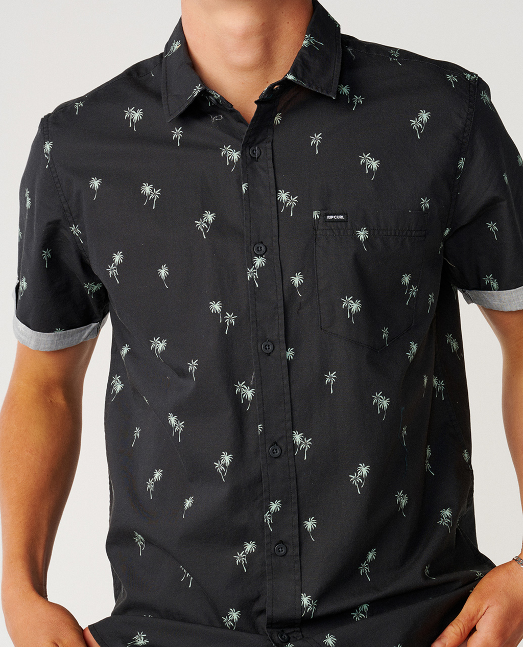 Rip Curl Paradise Palms Short Sleeve Shirt in Washed Black