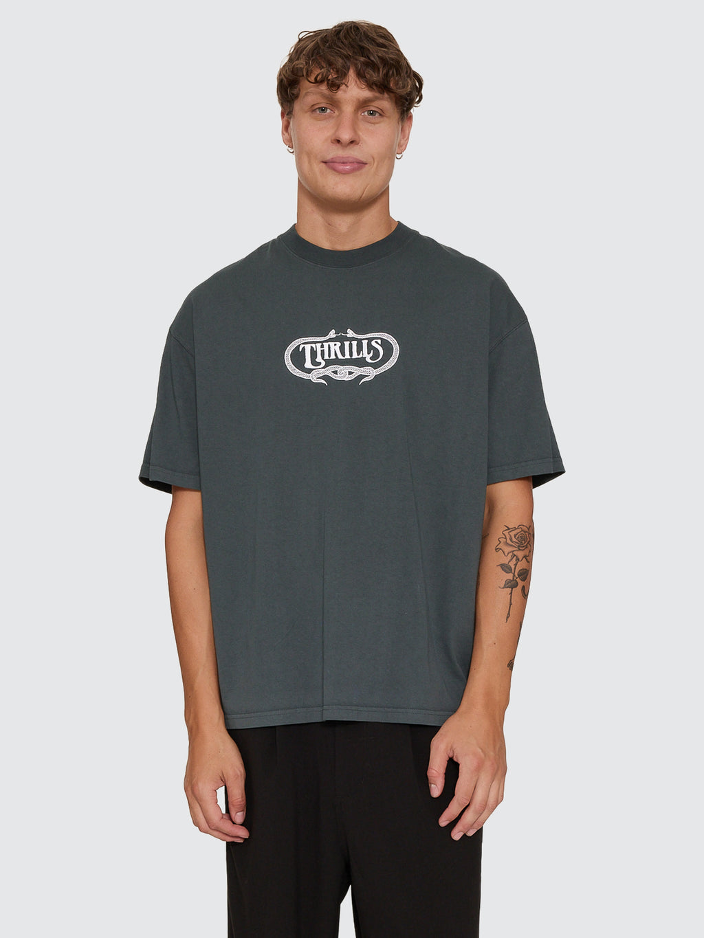 Thrills Co Double Time Oversize Box Tee - Petrol in Petrol