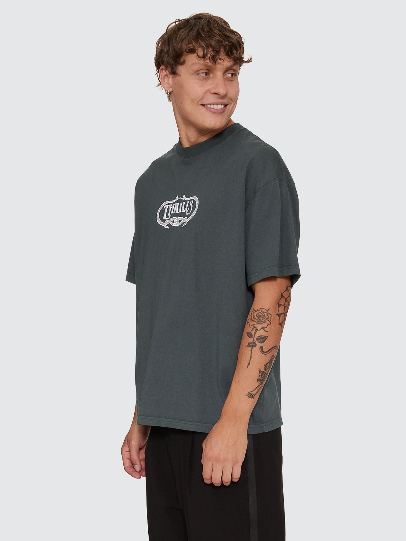Thrills Co Double Time Oversize Box Tee - Petrol in Petrol