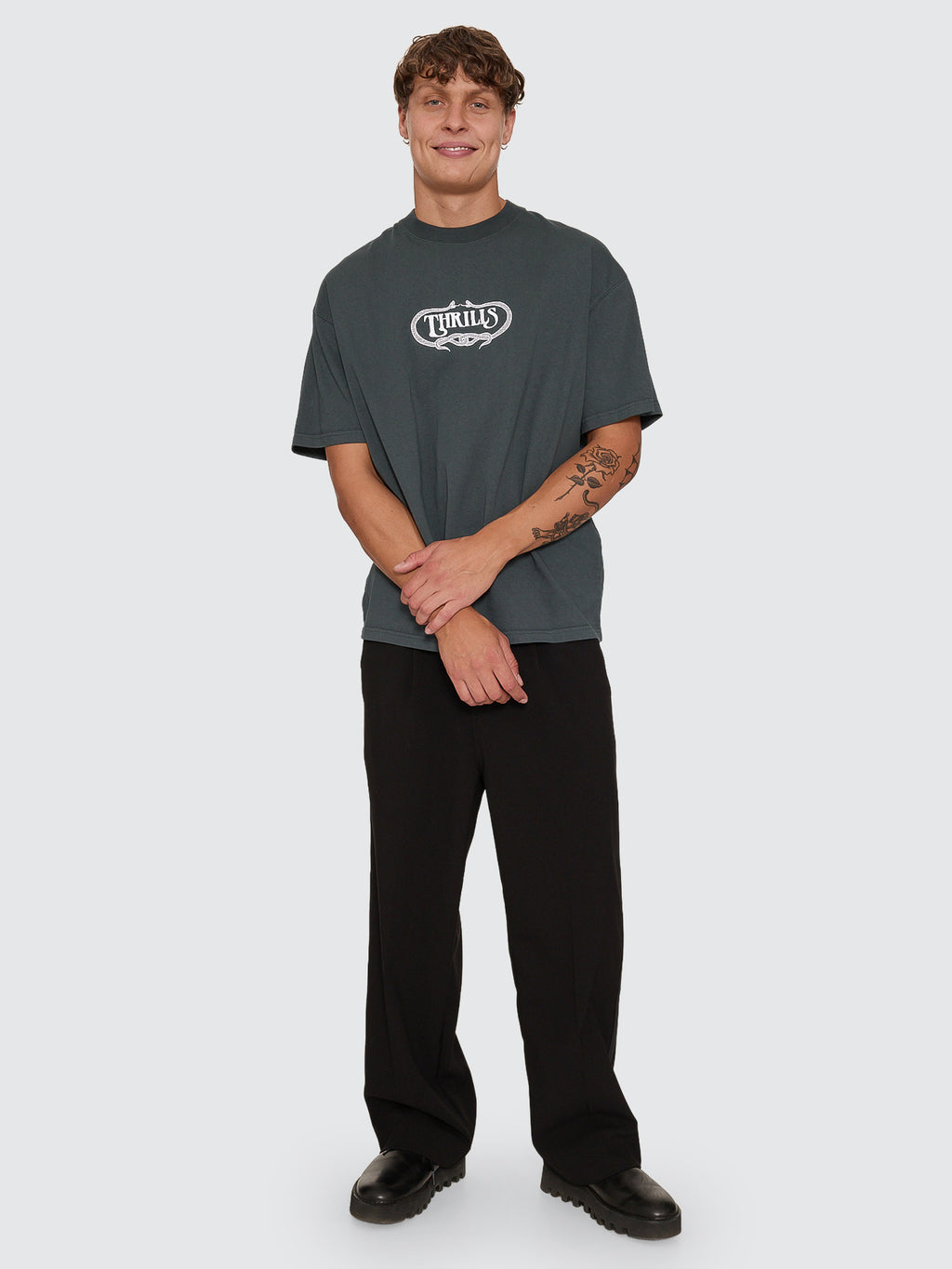 Thrills Co Double Time Oversize Box Tee - Petrol in Petrol