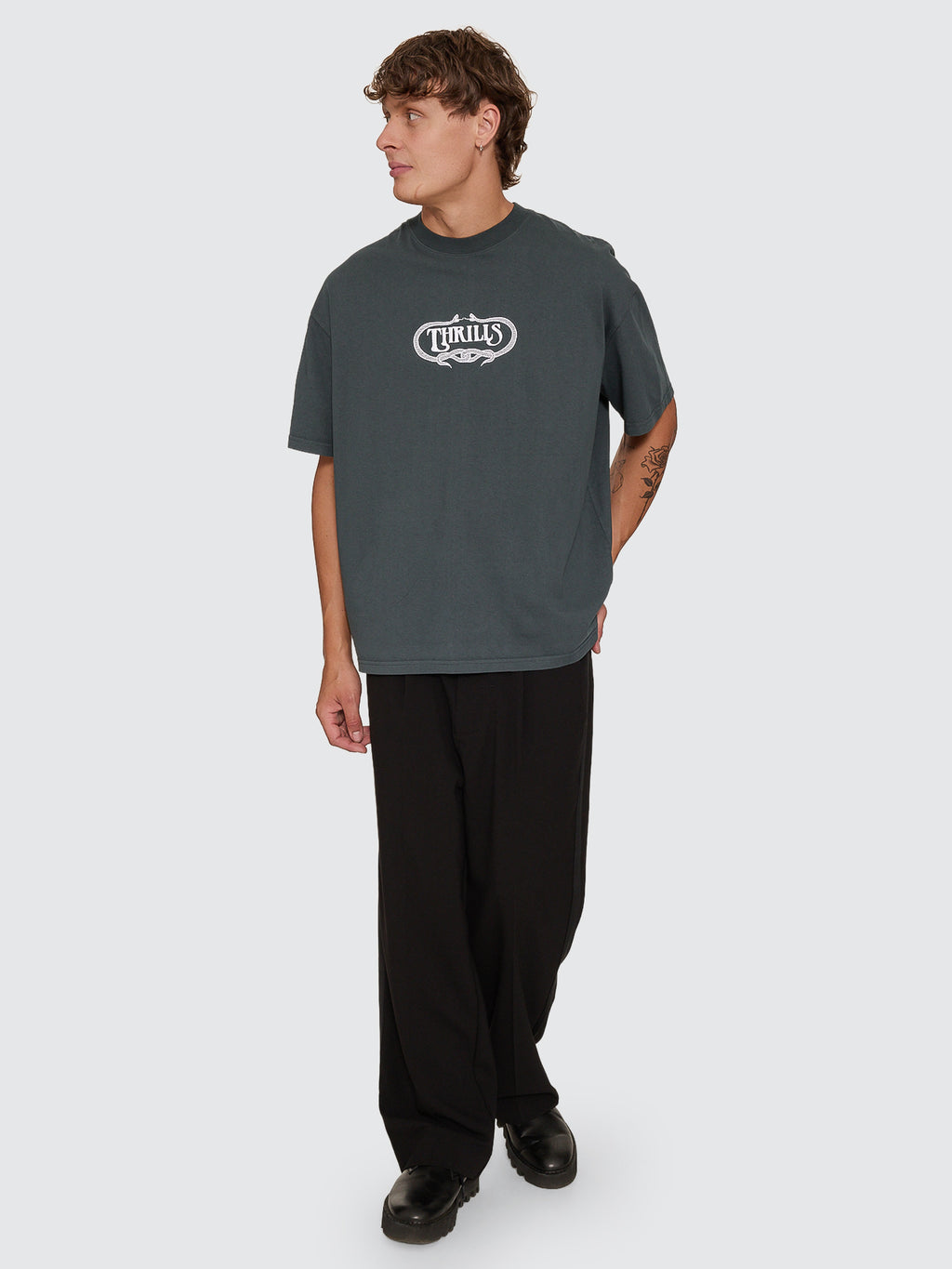 Thrills Co Double Time Oversize Box Tee - Petrol in Petrol