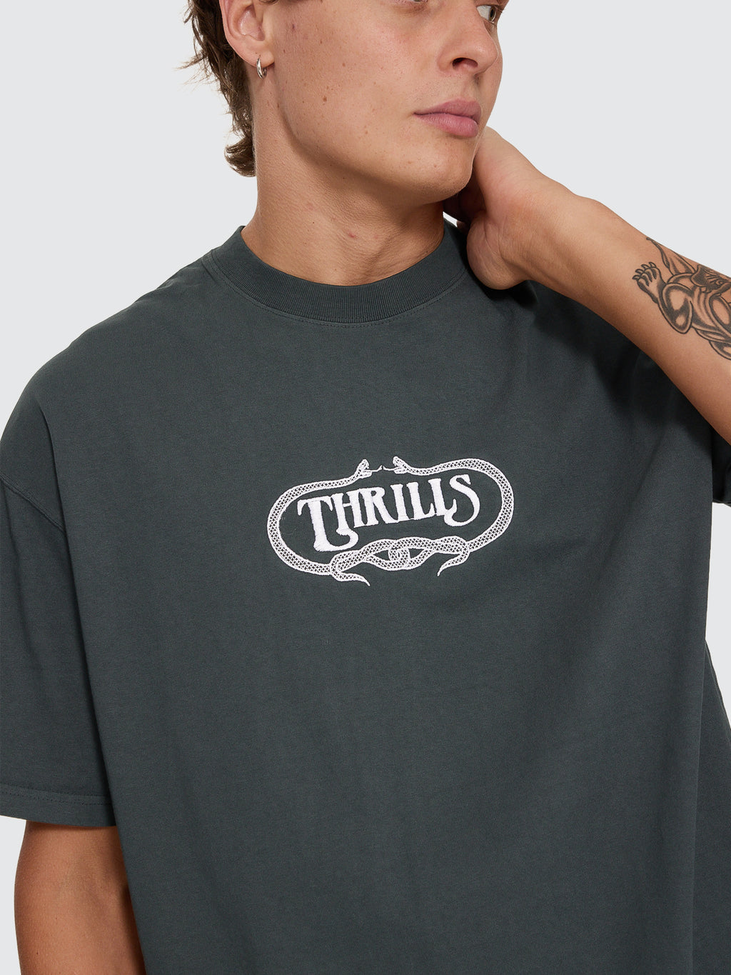 Thrills Co Double Time Oversize Box Tee - Petrol in Petrol