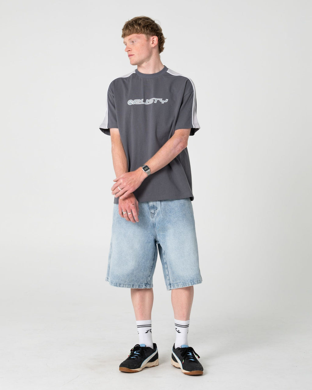 Rusty Alonso Graphic Panel Tee in STEEL