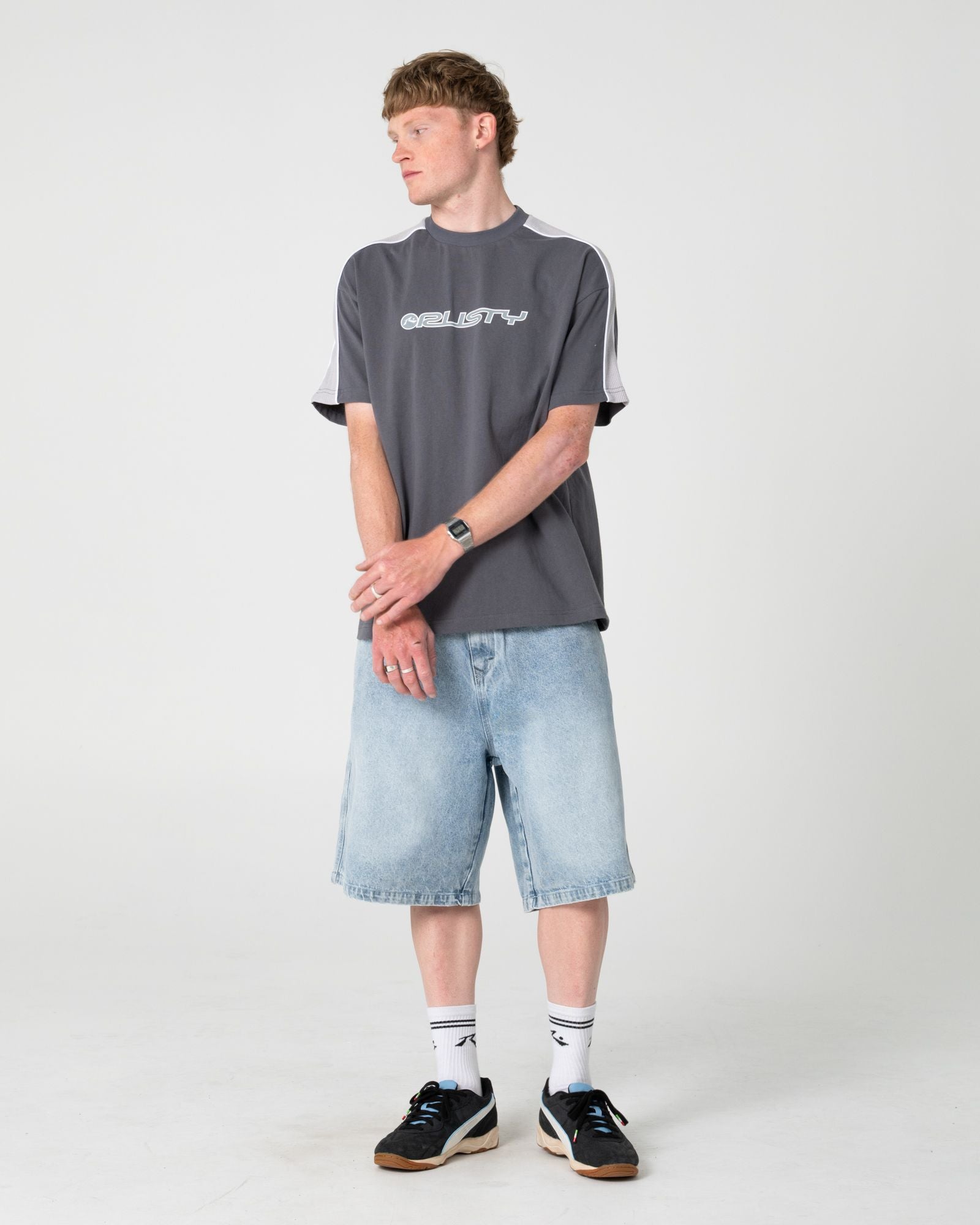 Rusty Alonso Graphic Panel Tee in STEEL