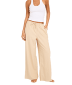Roxy Womens Lolani Elastic Waist Pants in Parchment