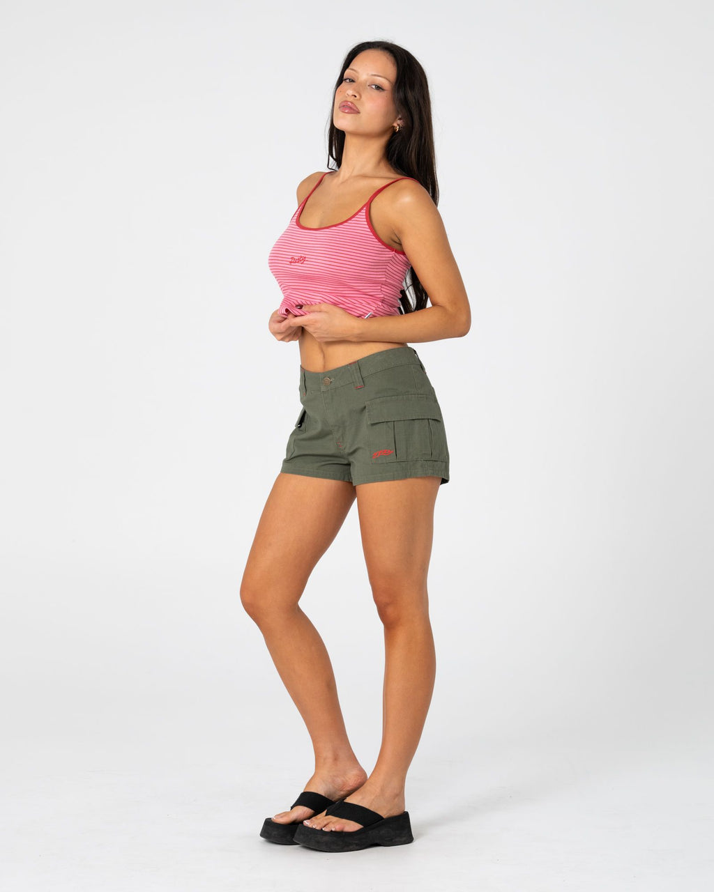 Rusty CANDY CAMI SINGLET in PINK / RED STRIPE
