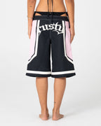Rusty Farrah Long Baggy Boardshorts in BLACK / PINK