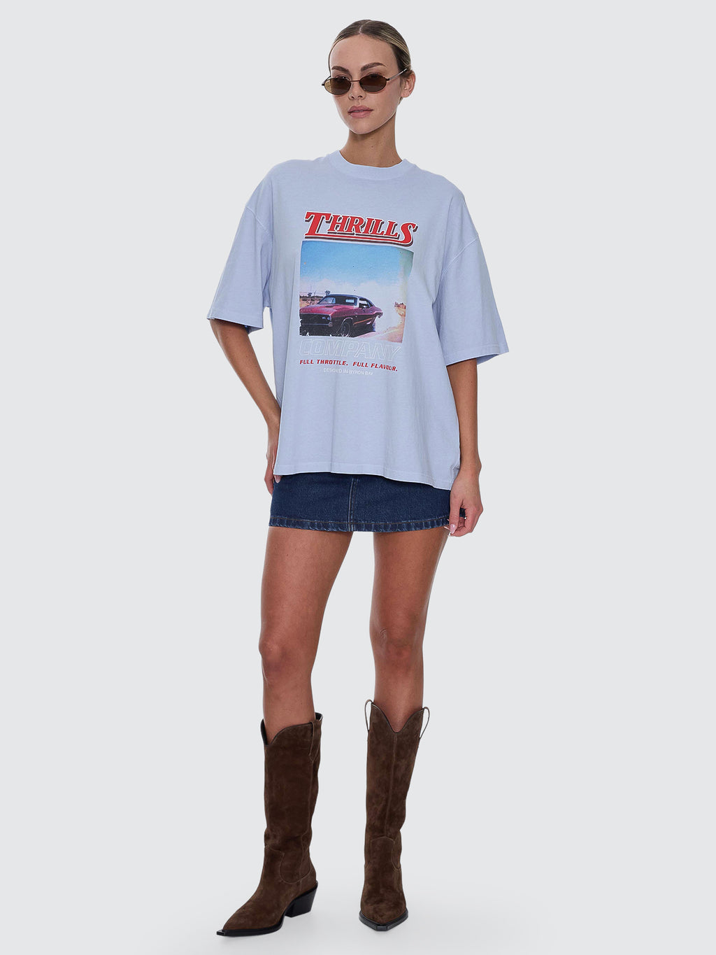 Thrills Co Full Throttle Oversized Tee - Placid Blue in Placid Blue