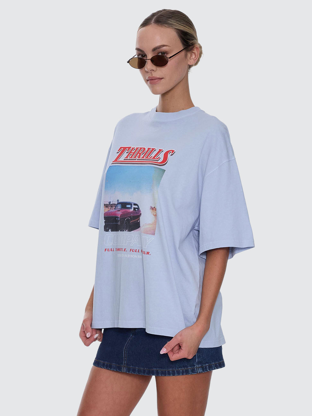 Thrills Co Full Throttle Oversized Tee - Placid Blue in Placid Blue