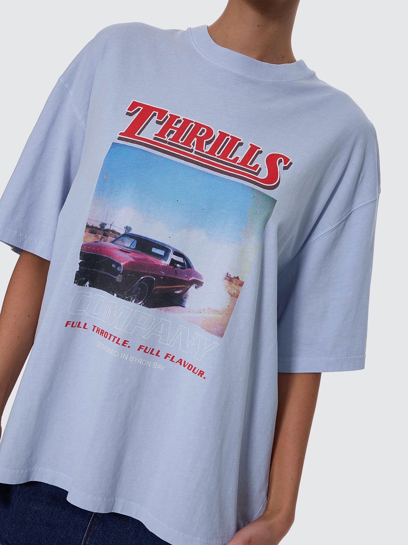 Thrills Co Full Throttle Oversized Tee - Placid Blue in Placid Blue