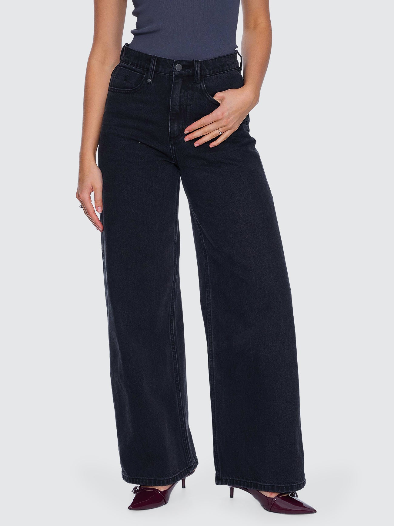 Thrills Co Hunter High Rise Wide Jean - Aged Black in Aged Black