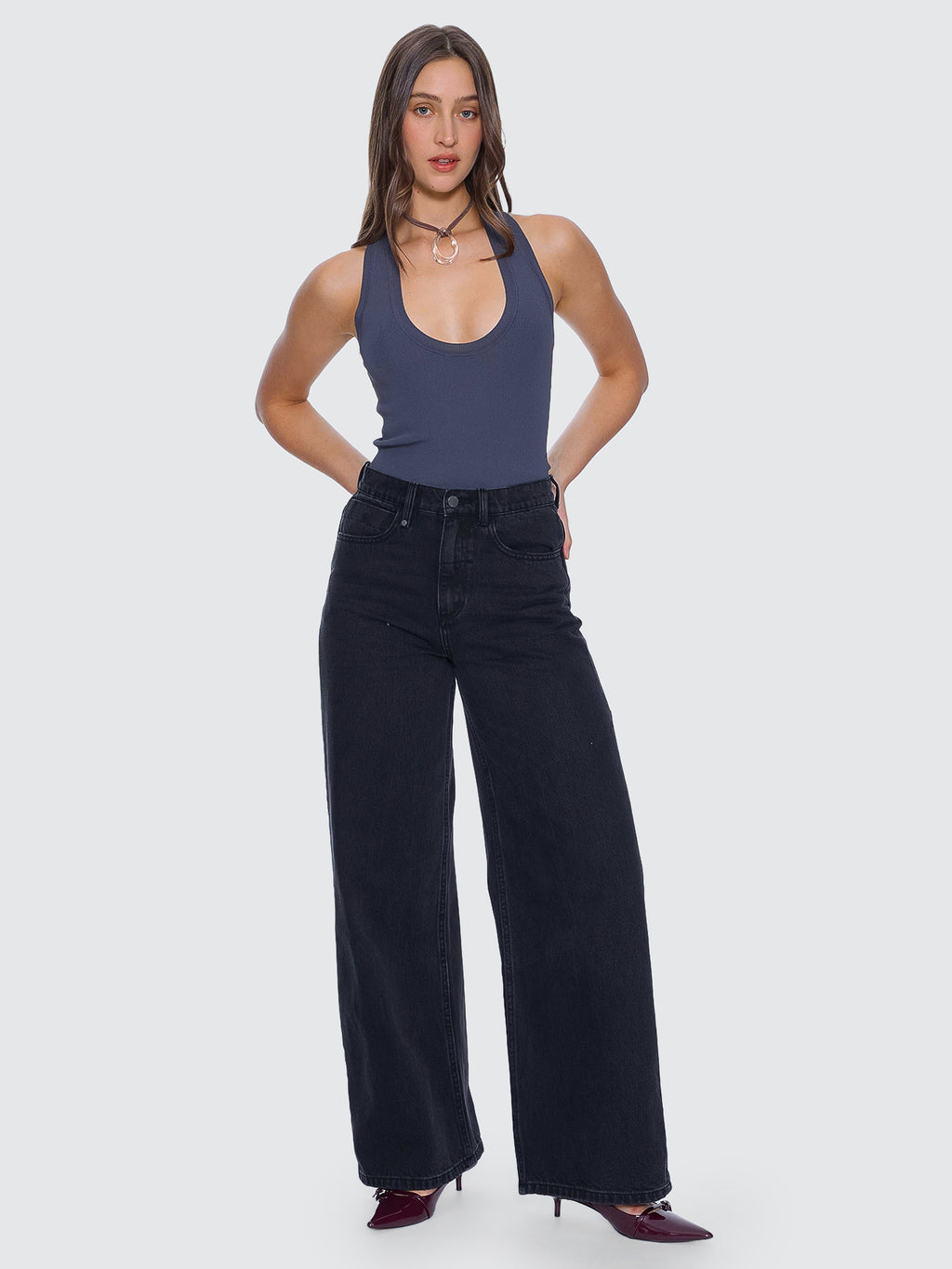 Thrills Co Hunter High Rise Wide Jean - Aged Black in Aged Black