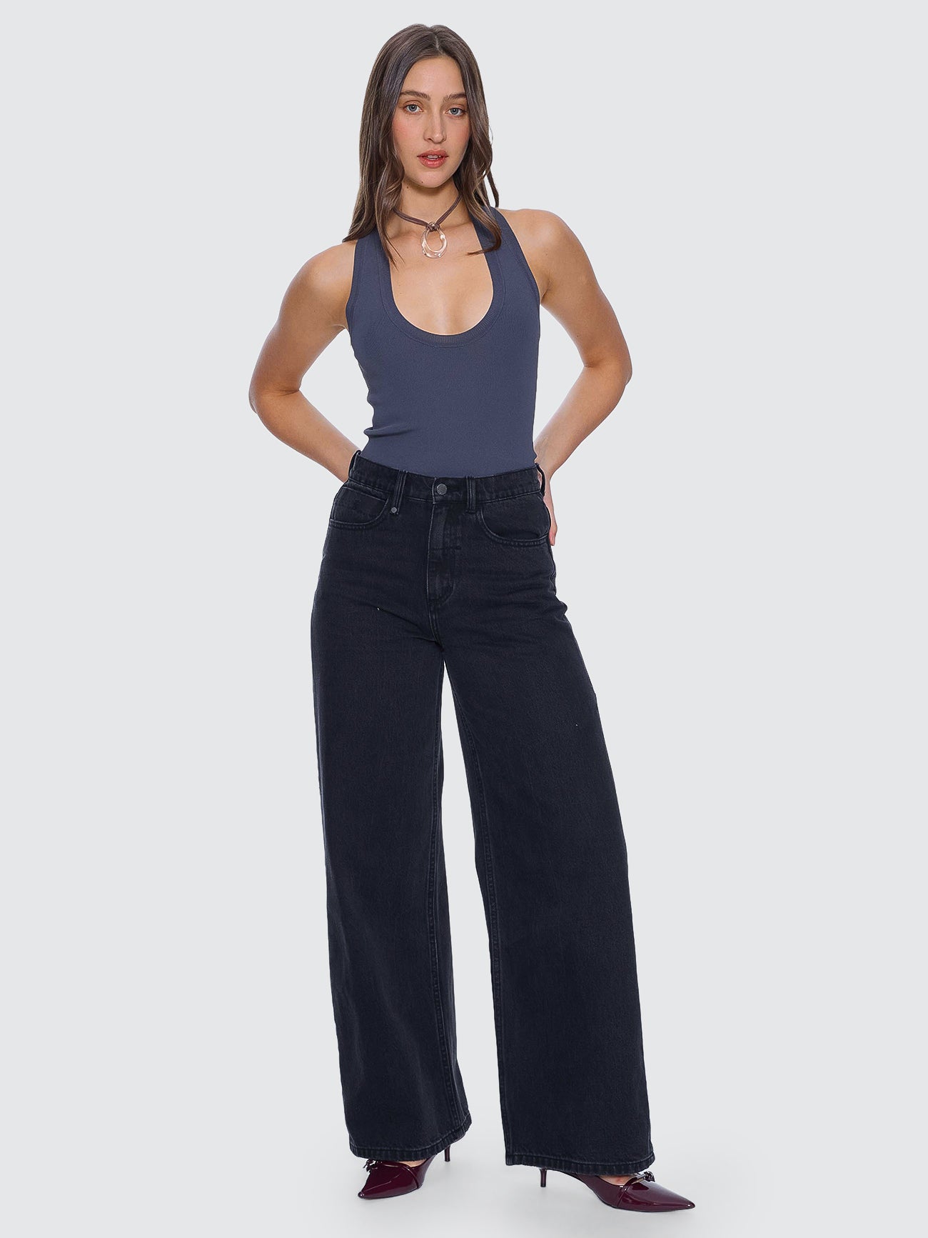 Thrills Co Hunter High Rise Wide Jean - Aged Black in Aged Black