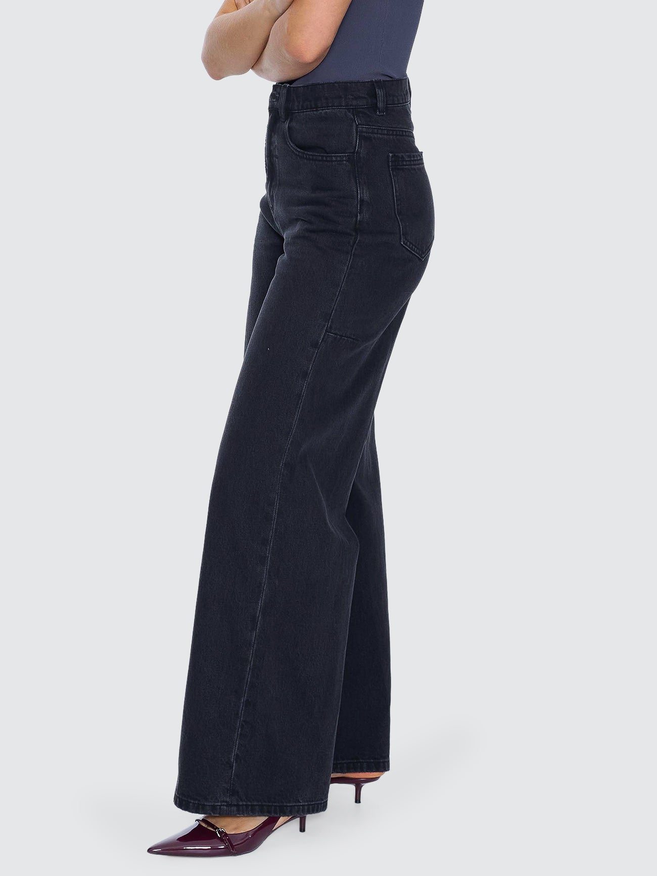 Thrills Co Hunter High Rise Wide Jean - Aged Black in Aged Black