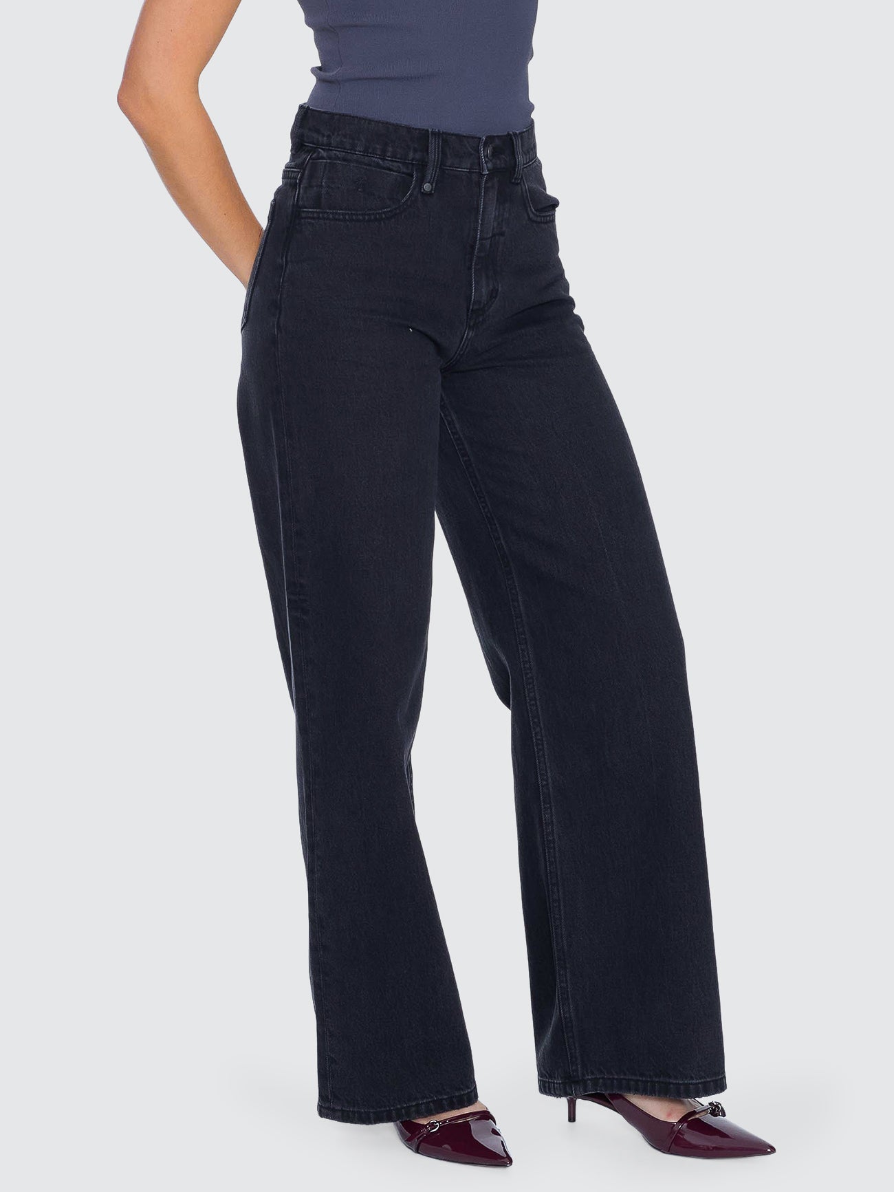 Thrills Co Hunter High Rise Wide Jean - Aged Black in Aged Black