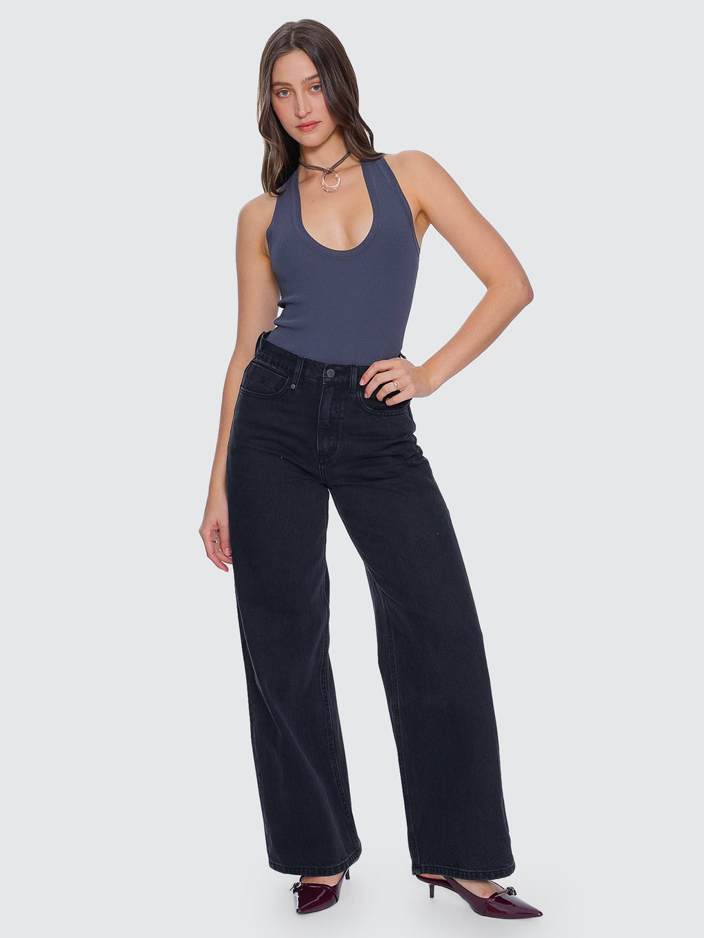 Thrills Co Hunter High Rise Wide Jean - Aged Black in Aged Black
