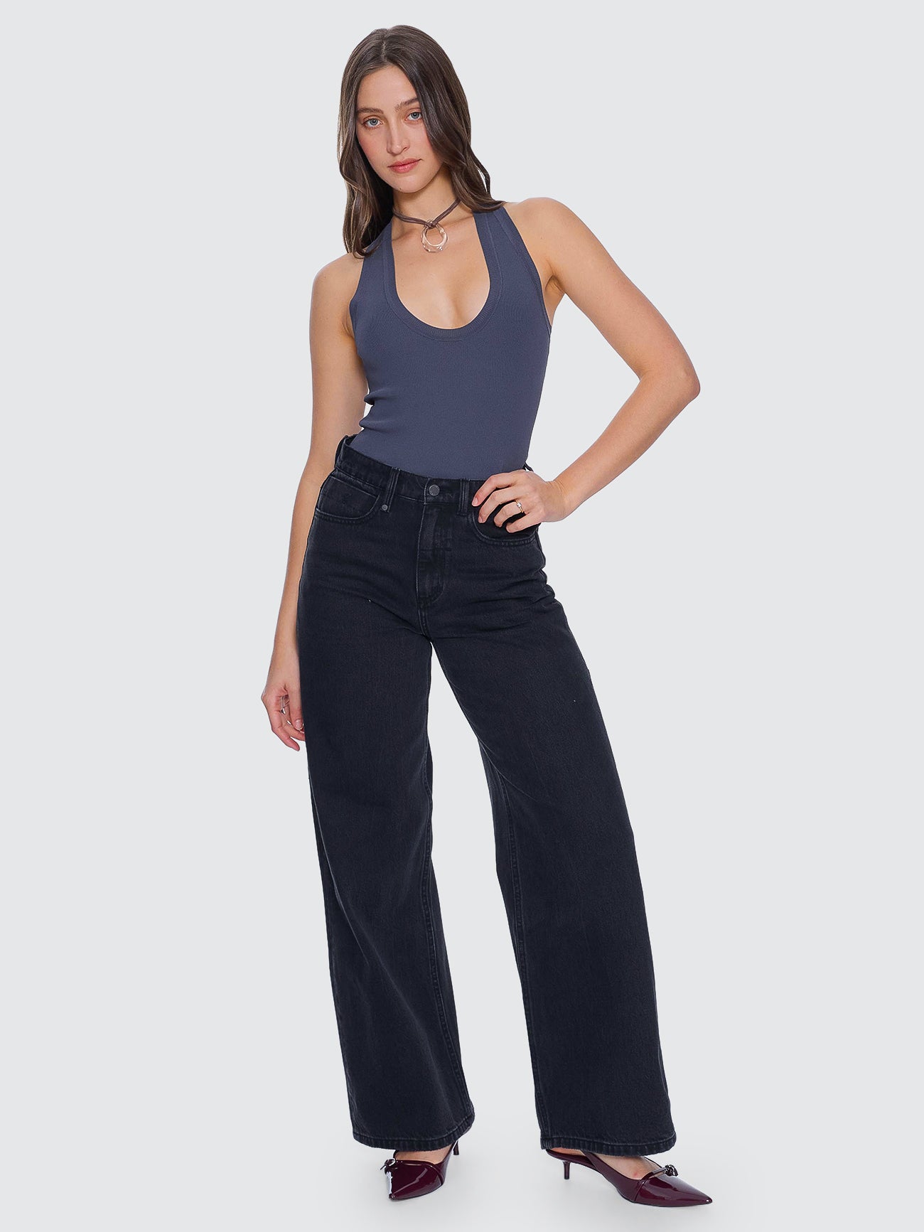 Thrills Co Hunter High Rise Wide Jean - Aged Black in Aged Black