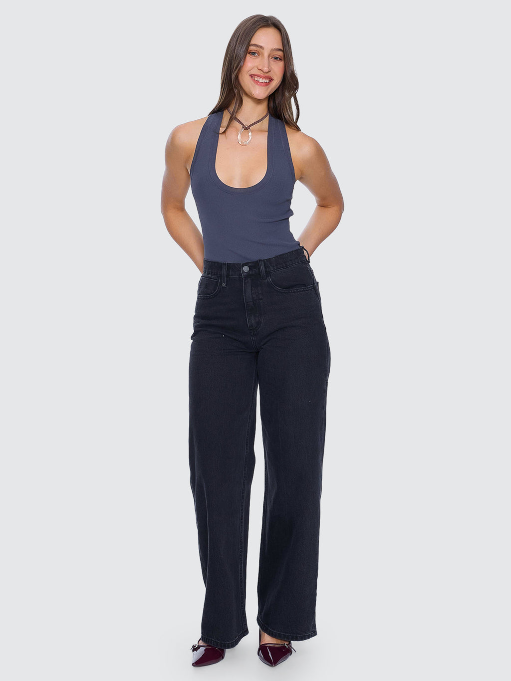 Thrills Co Hunter High Rise Wide Jean - Aged Black in Aged Black