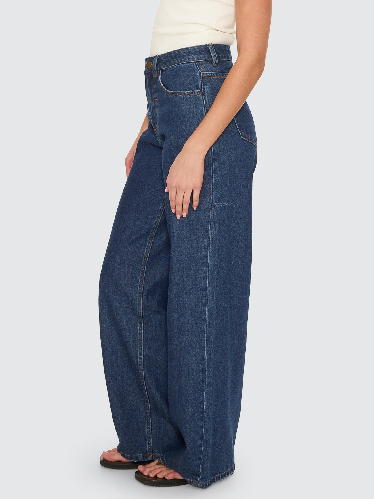 Thrills Co Hunter High Rise Wide Jean - Rinsed Ink in Rinsed Ink