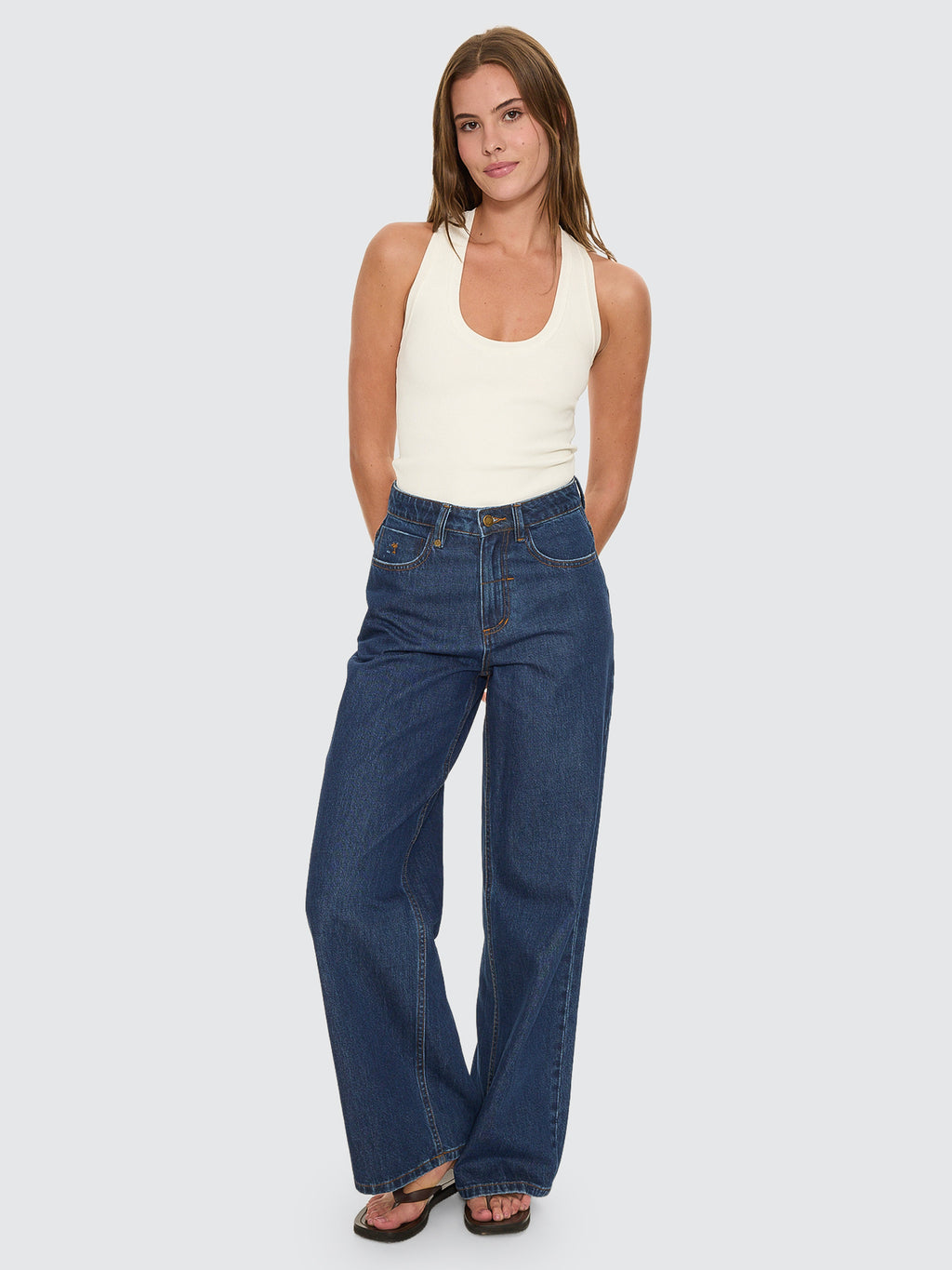 Thrills Co Hunter High Rise Wide Jean - Rinsed Ink in Rinsed Ink
