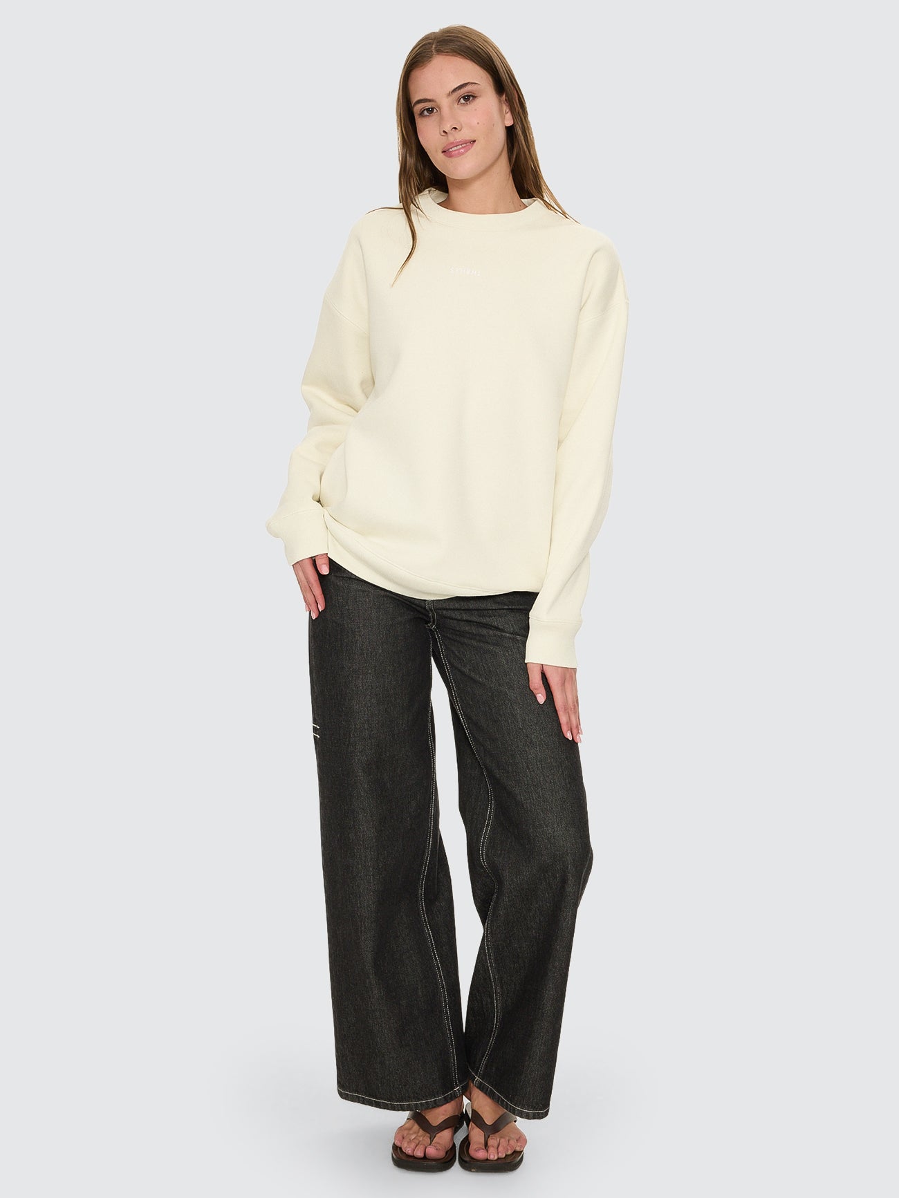 Thrills Co Minimal Thrills Slouch Crew - Butter Cream in Butter Cream