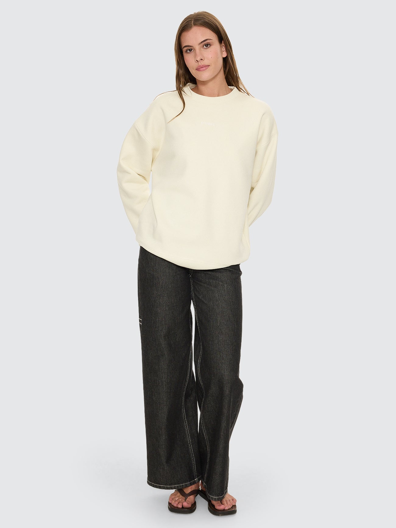 Thrills Co Minimal Thrills Slouch Crew - Butter Cream in Butter Cream