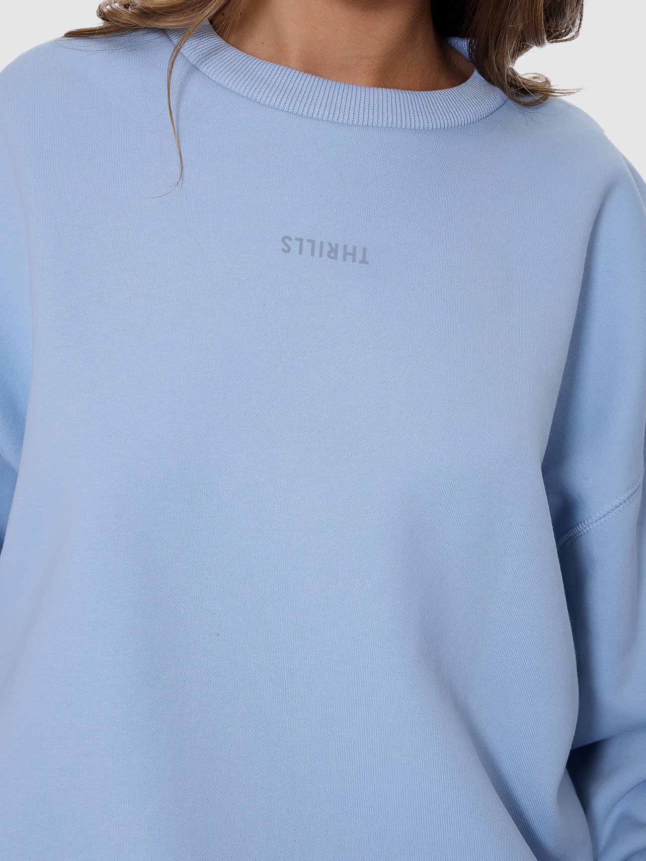 Thrills Co Minimal Thrills Slouch Crew - Placid Blue in Placid Blue