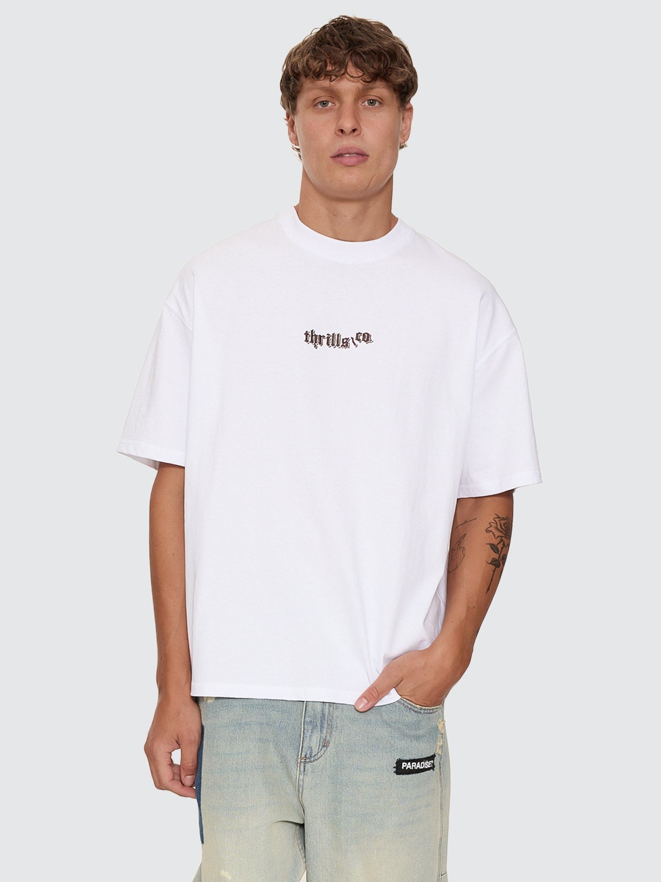 Thrills Co New Delusions Box Fit Oversize Tee - White in White