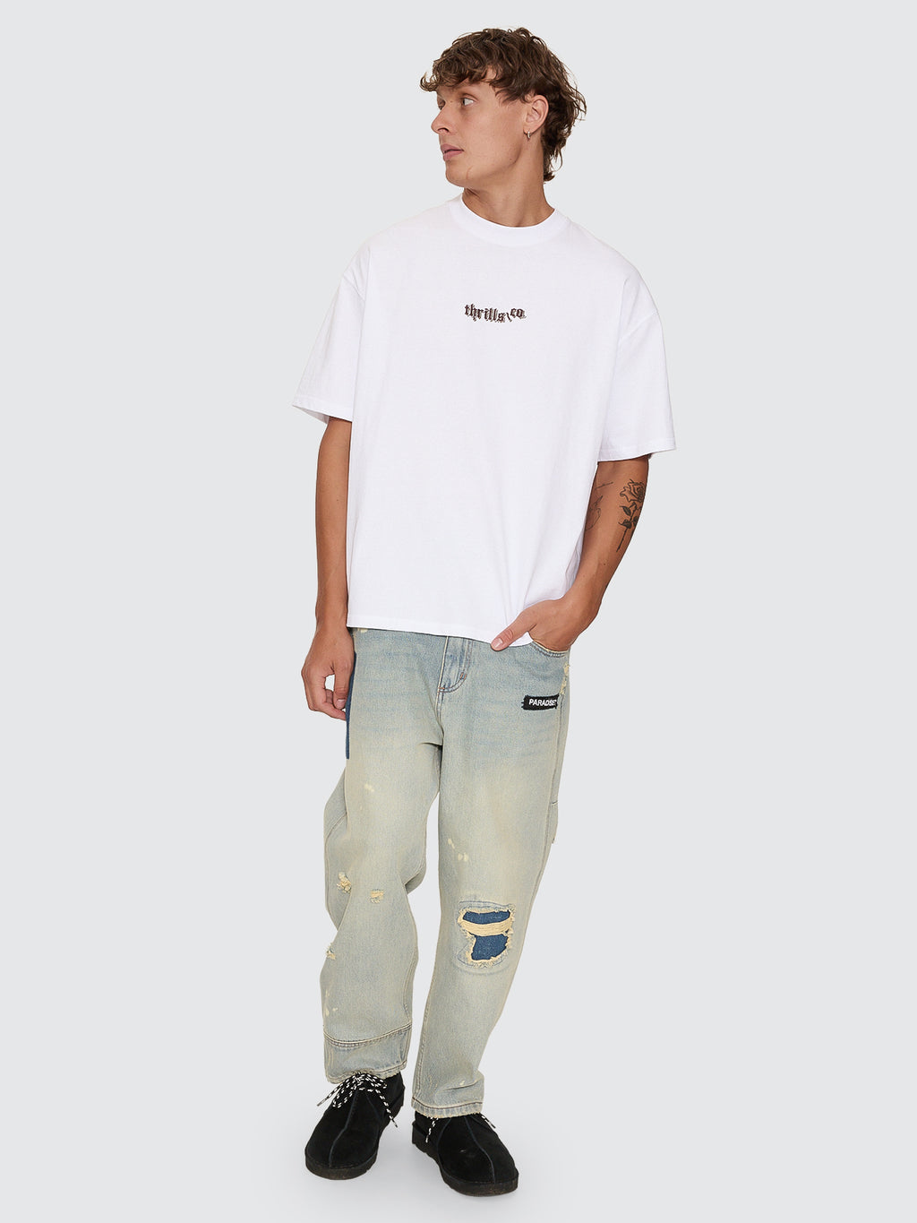 Thrills Co New Delusions Box Fit Oversize Tee - White in White