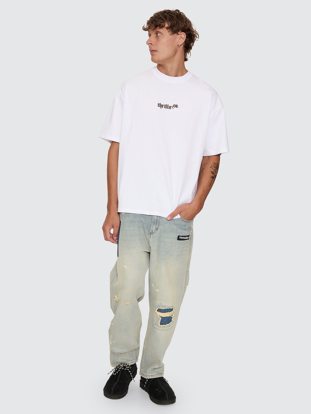 Thrills Co New Delusions Box Fit Oversize Tee - White in White