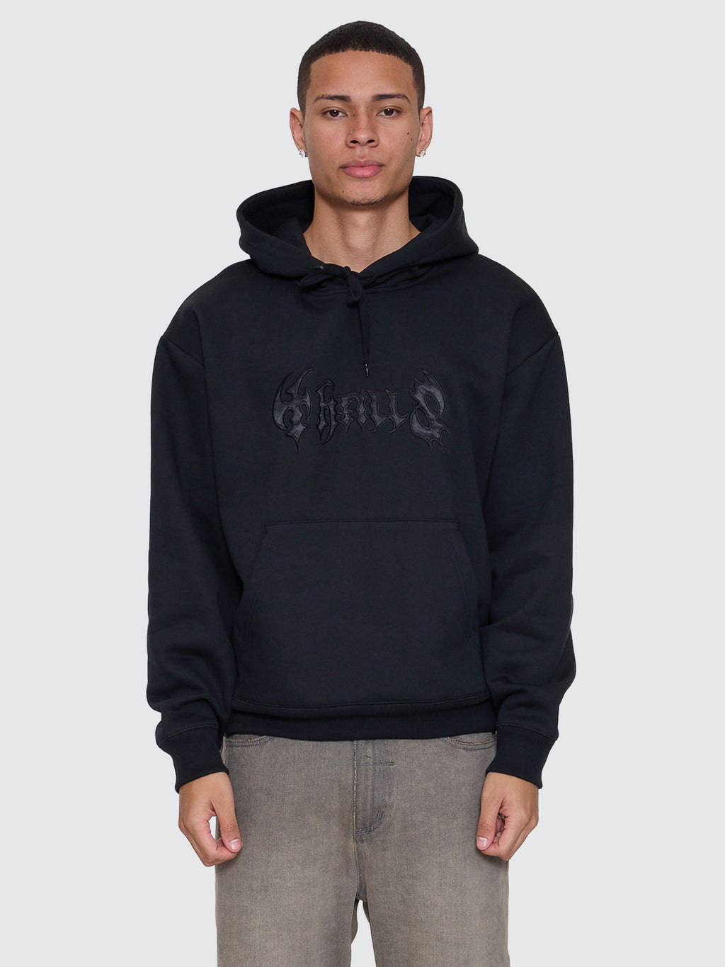 Thrills Co Night Petal Slouch Pull On Cropped Hood - Washed Black in Washed Black