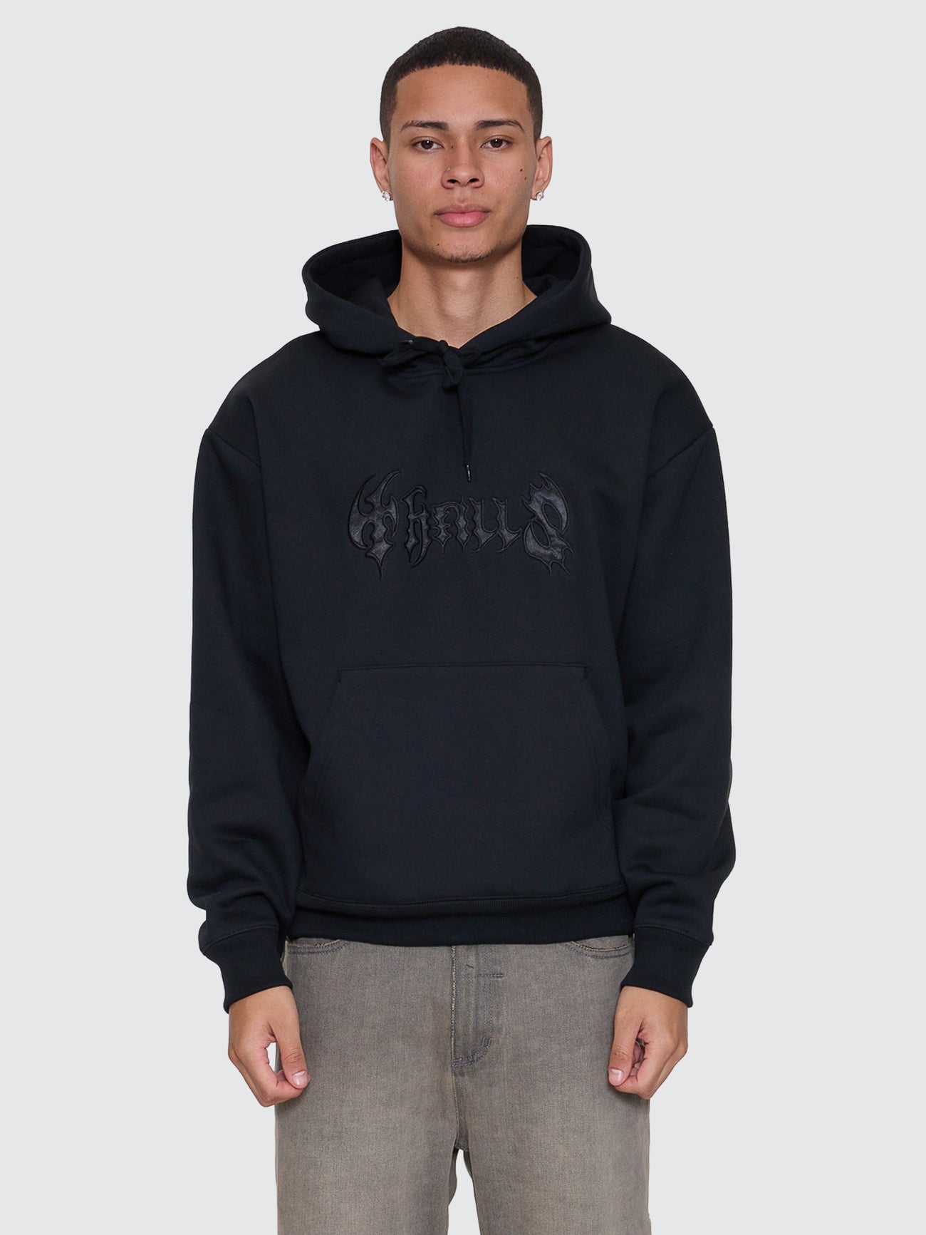 Thrills Co Night Petal Slouch Pull On Cropped Hood - Washed Black in Washed Black
