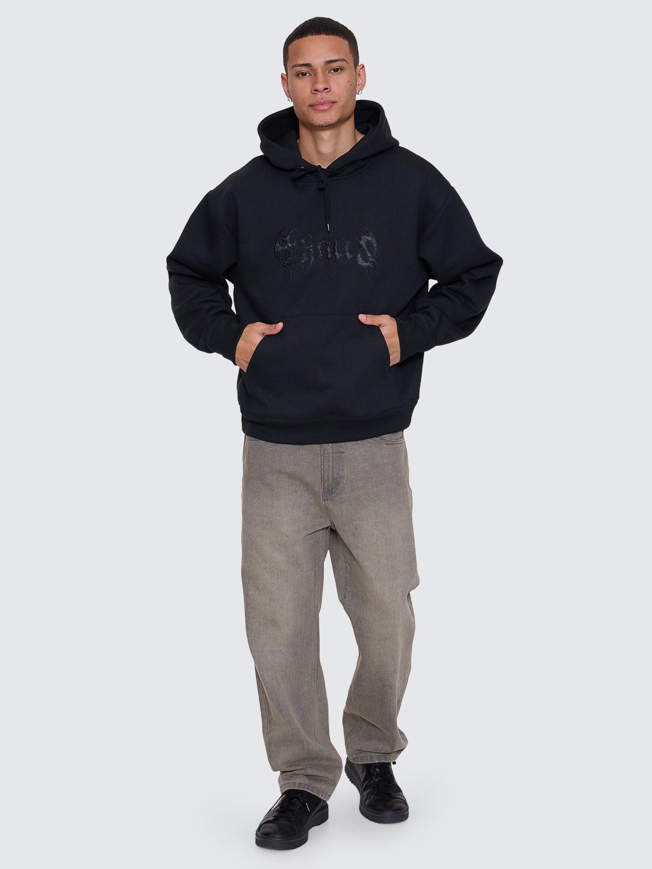 Thrills Co Night Petal Slouch Pull On Cropped Hood - Washed Black in Washed Black