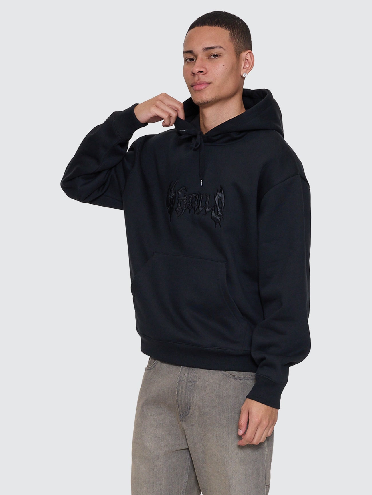 Thrills Co Night Petal Slouch Pull On Cropped Hood - Washed Black in Washed Black