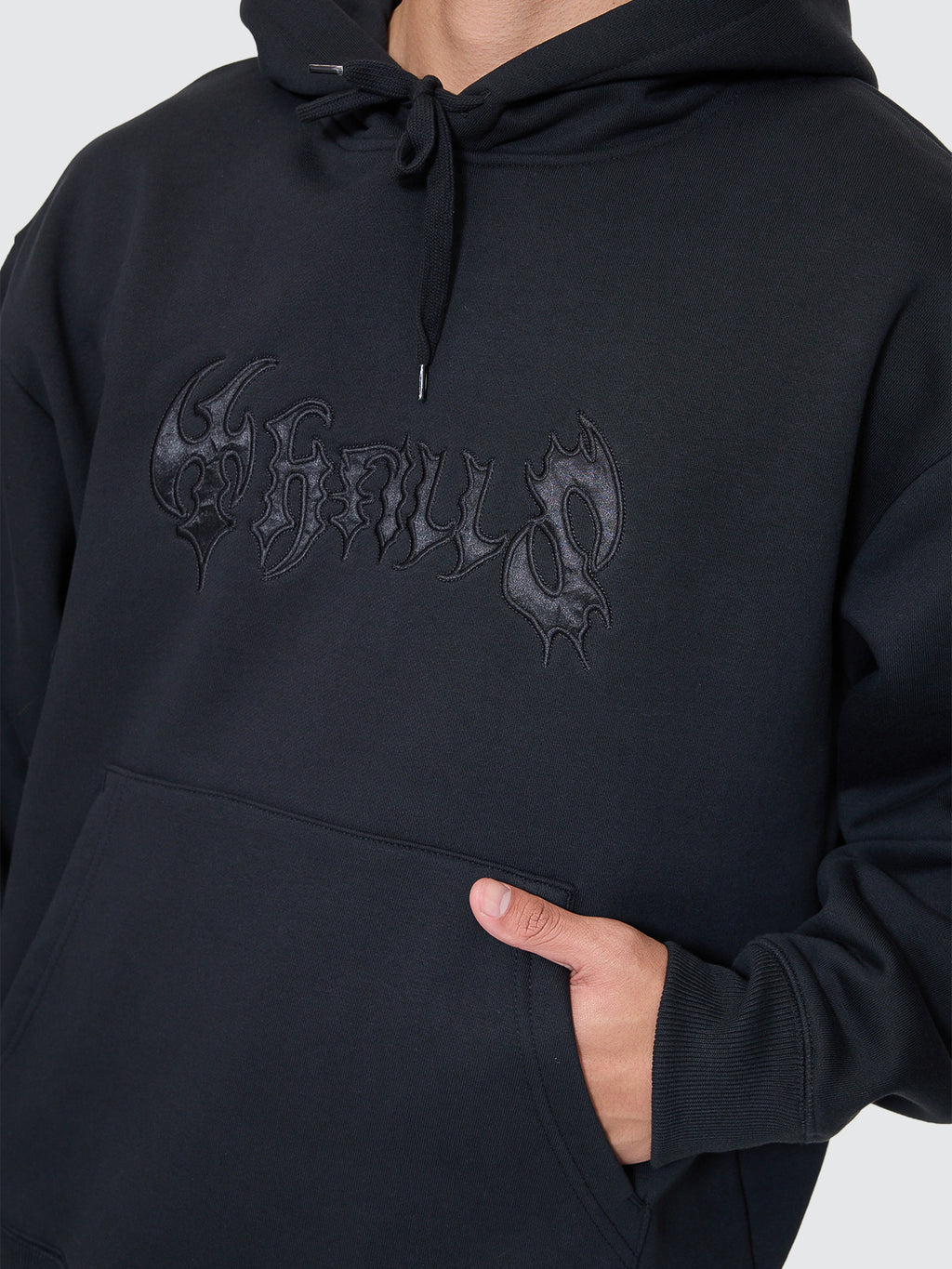 Thrills Co Night Petal Slouch Pull On Cropped Hood - Washed Black in Washed Black
