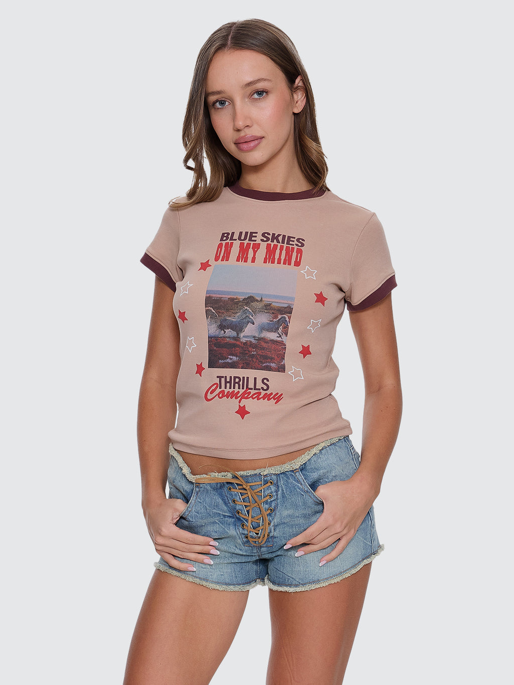 Thrills Co On My Mind Club Tee - Stone in Stone