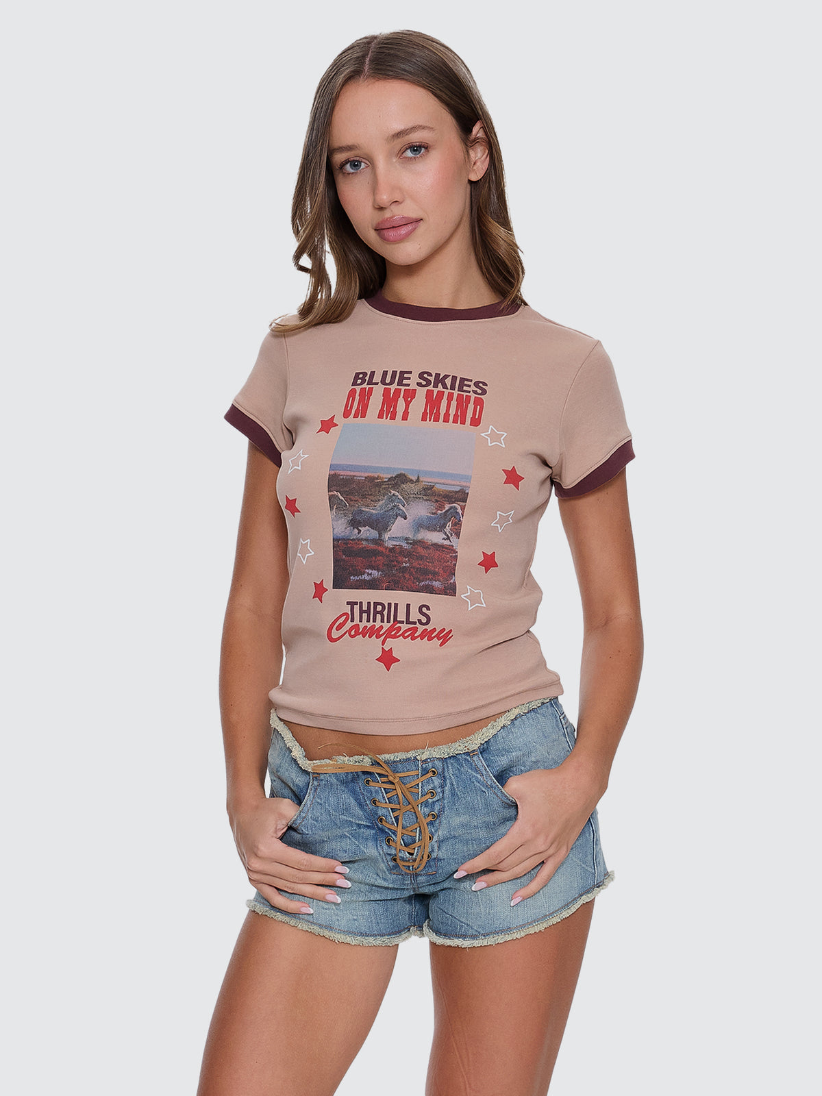 Thrills Co On My Mind Club Tee - Stone in Stone