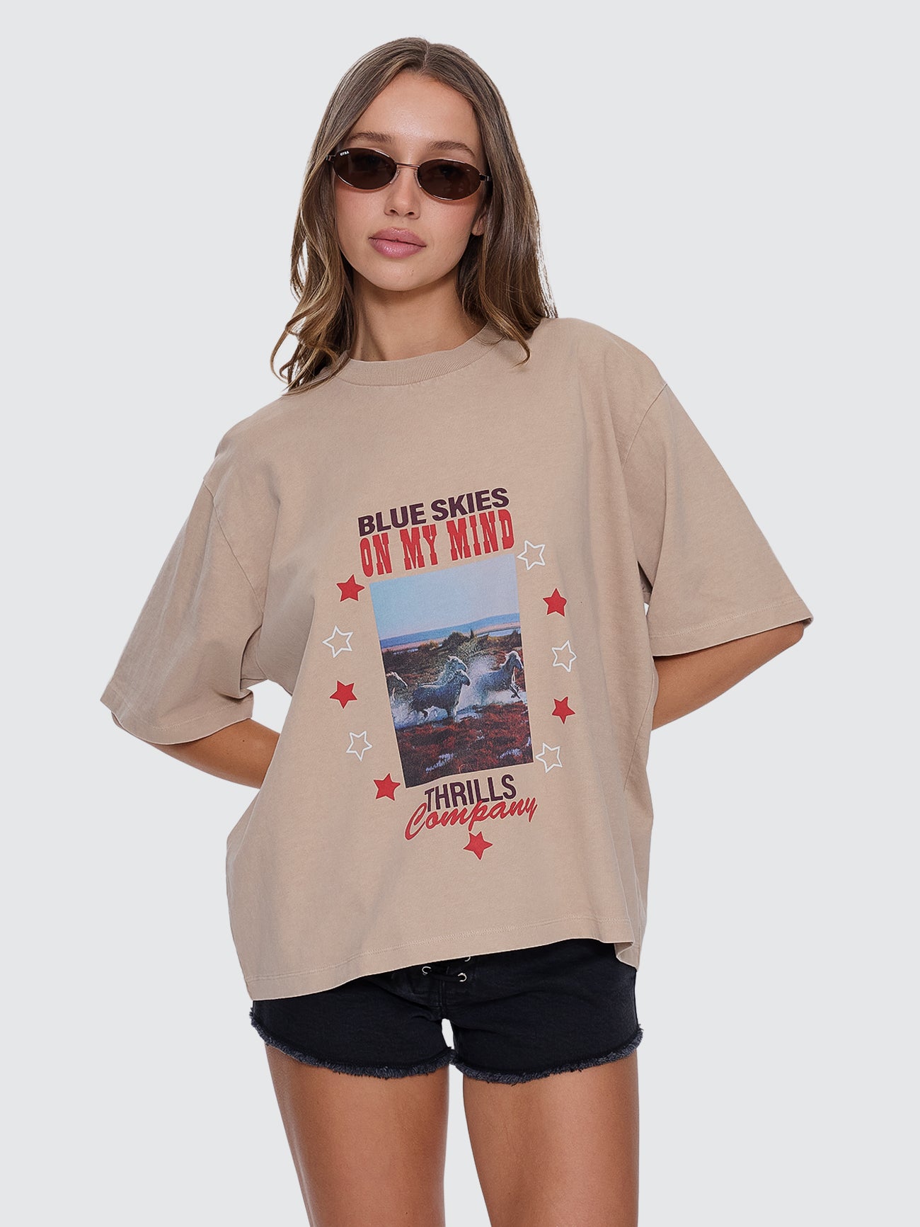 Thrills Co On My Mind Square Tee - Stone in Stone