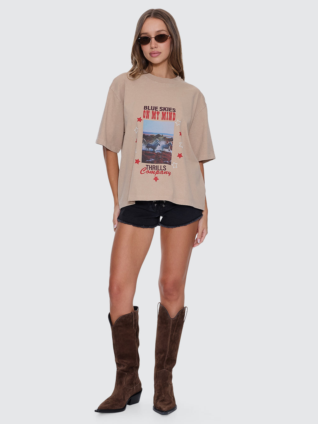 Thrills Co On My Mind Square Tee - Stone in Stone