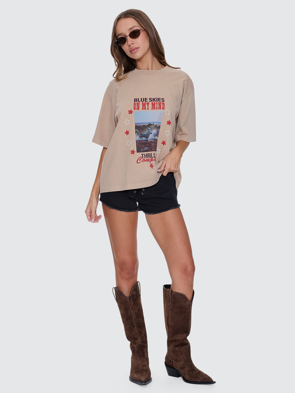 Thrills Co On My Mind Square Tee - Stone in Stone