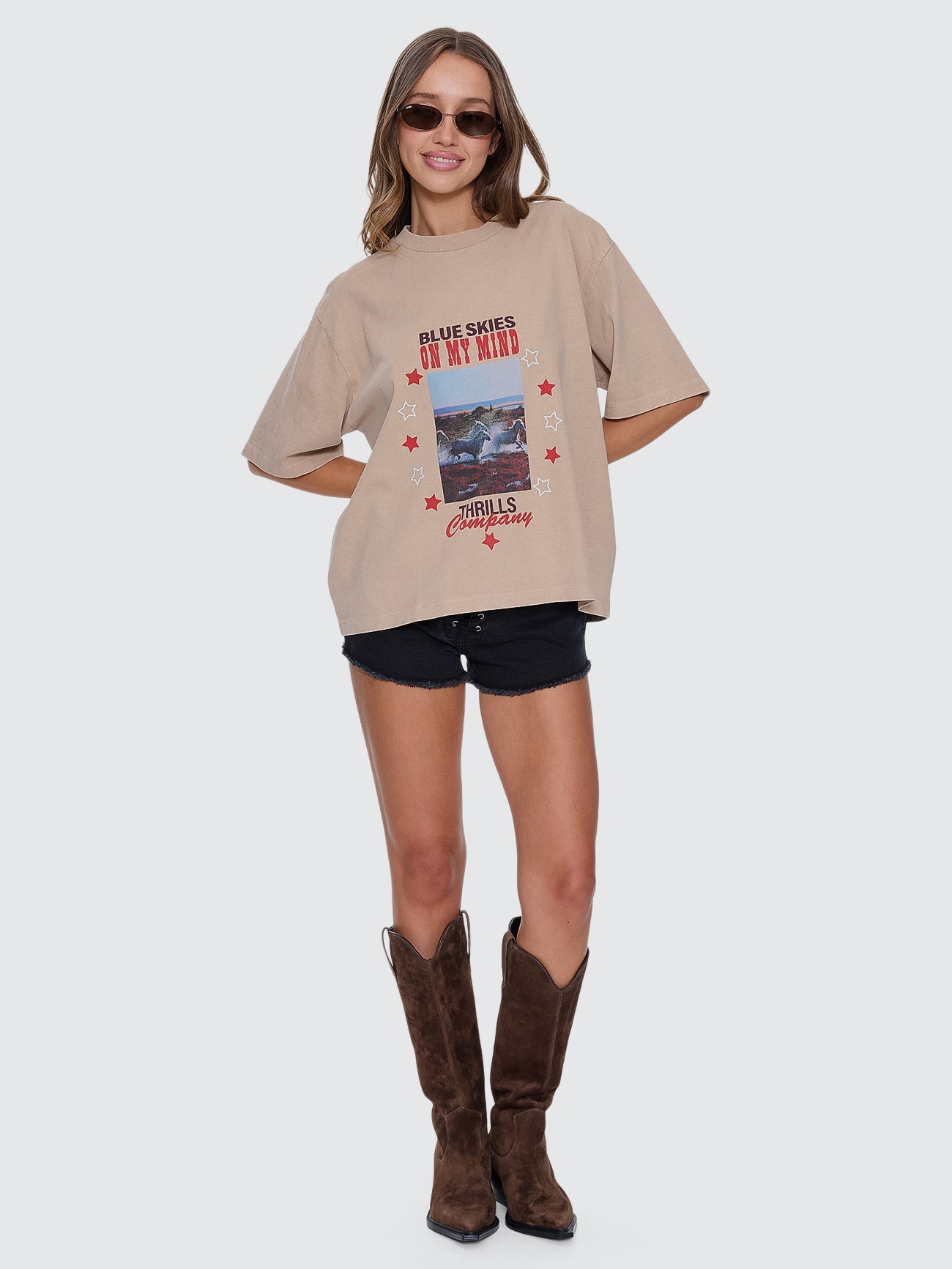 Thrills Co On My Mind Square Tee - Stone in Stone