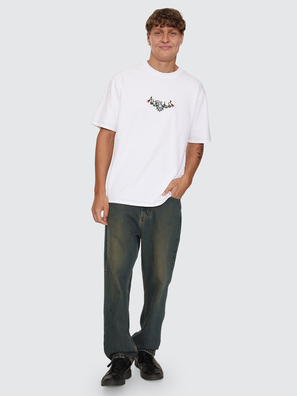 Thrills Co Ornate Levels Oversize Tee - White in White