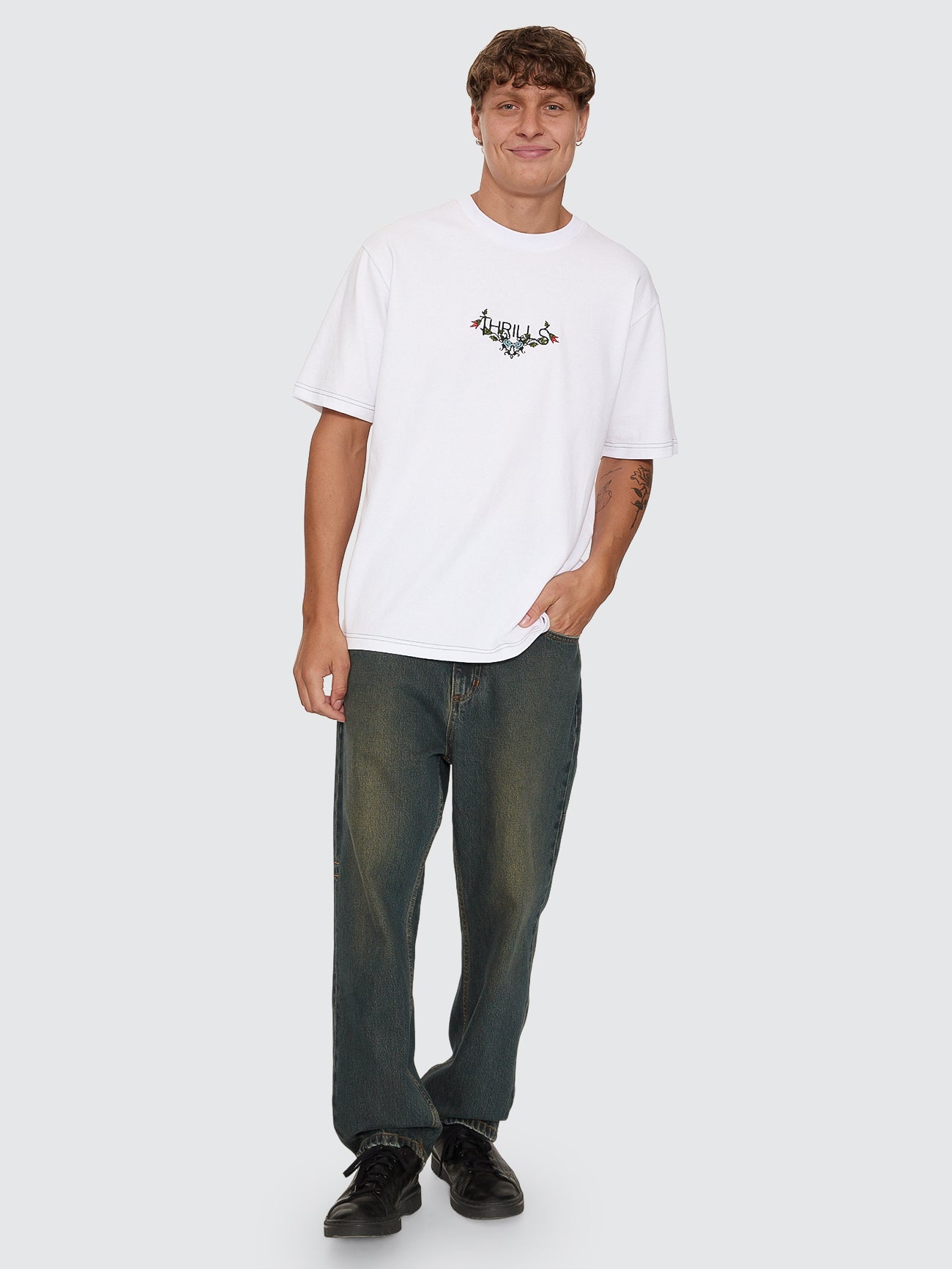 Thrills Co Ornate Levels Oversize Tee - White in White