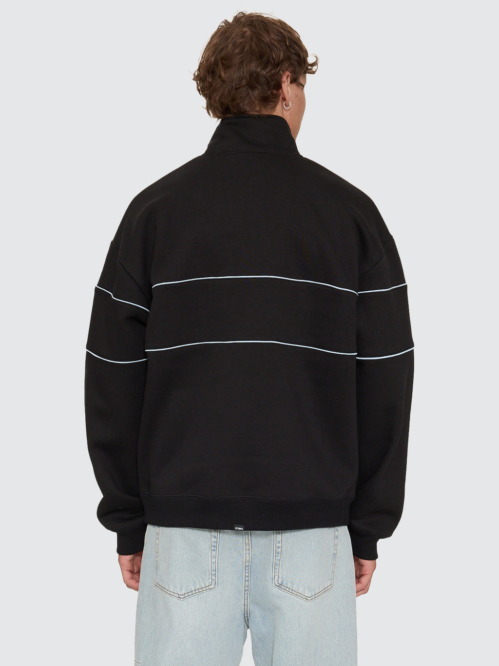 Thrills Co Split Decisions Quarter Zip Fleece - Black in Black