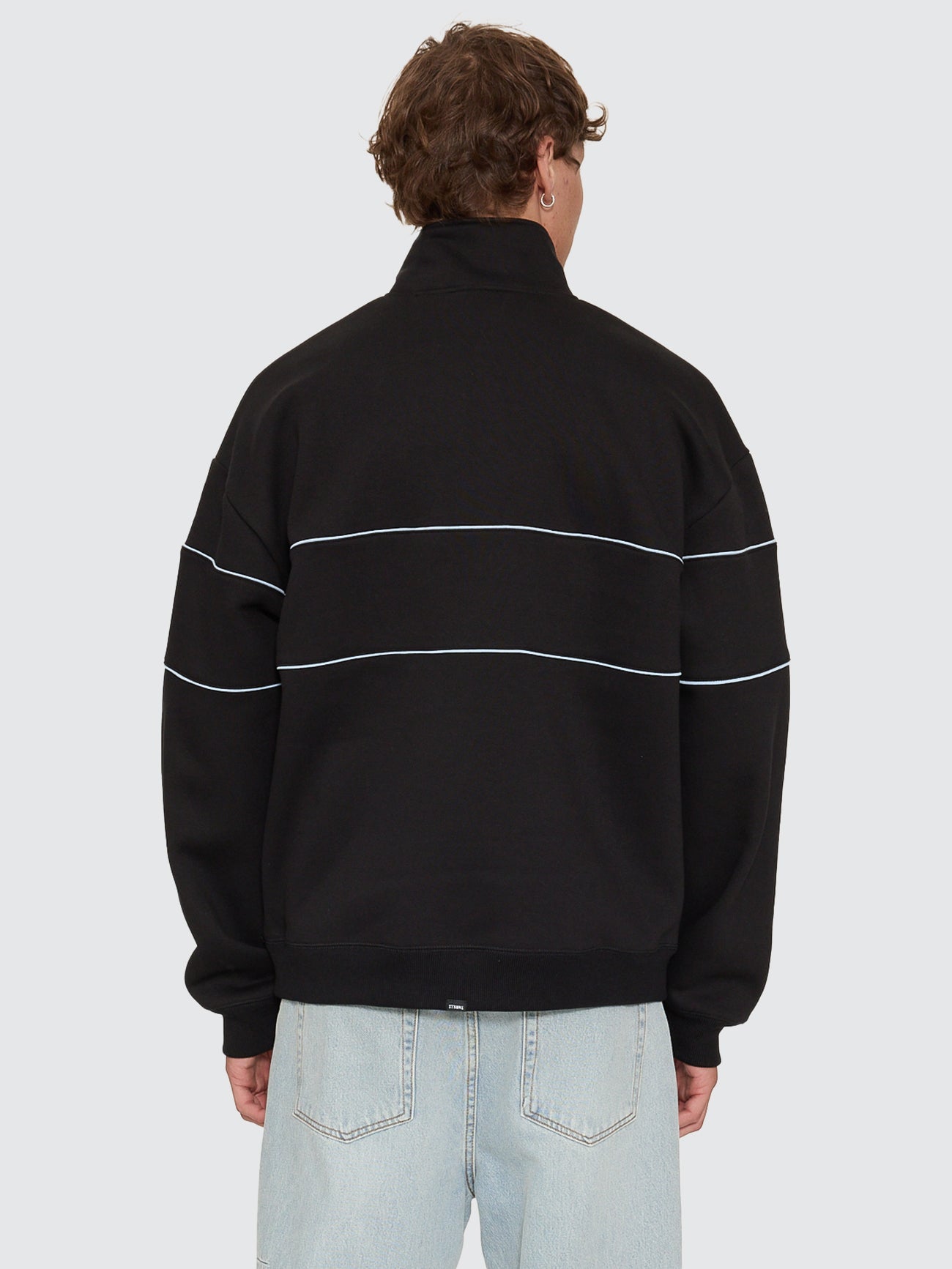 Thrills Co Split Decisions Quarter Zip Fleece - Black in Black