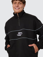 Thrills Co Split Decisions Quarter Zip Fleece - Black in Black
