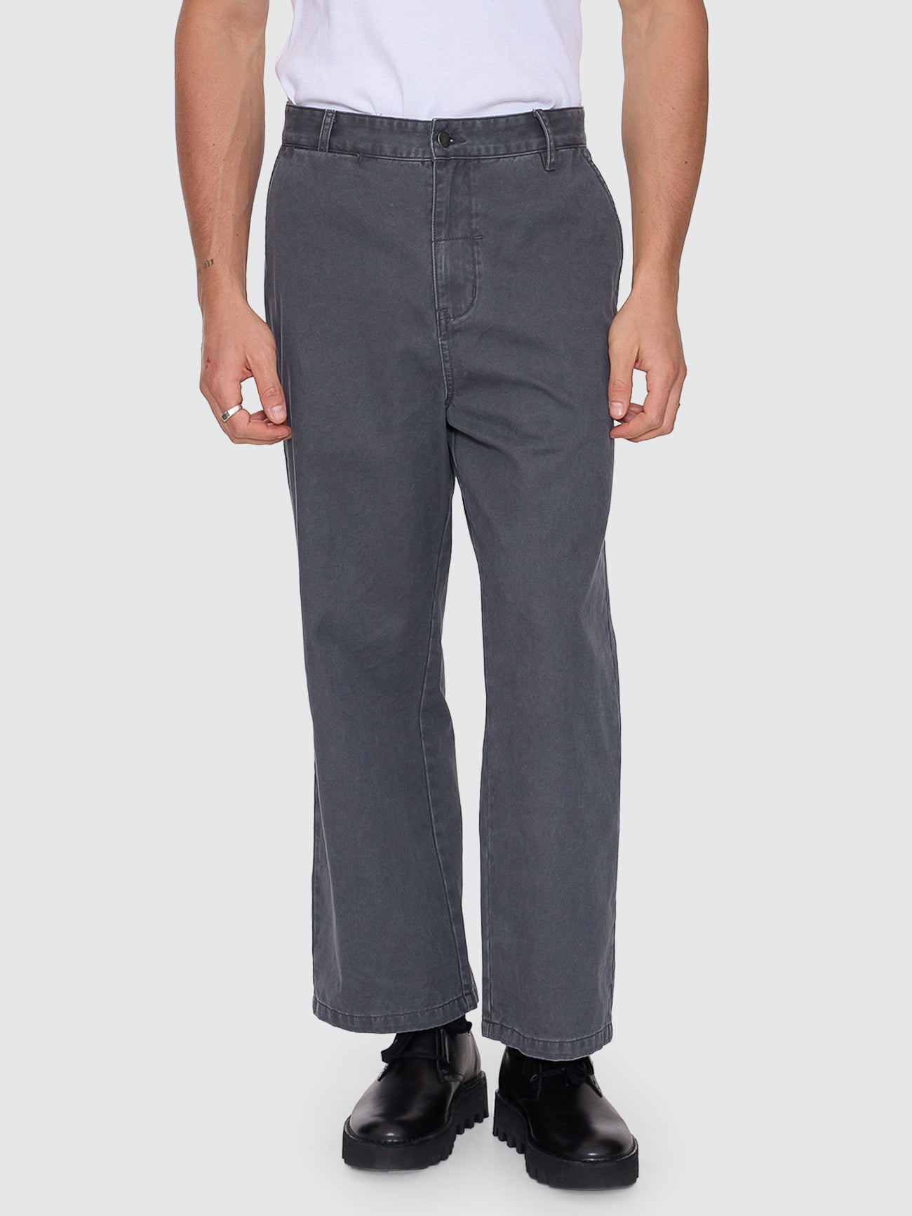 Thrills Co Stagger Big Slacker Cropped Pant - Dark Charcoal in Dark Charcoal