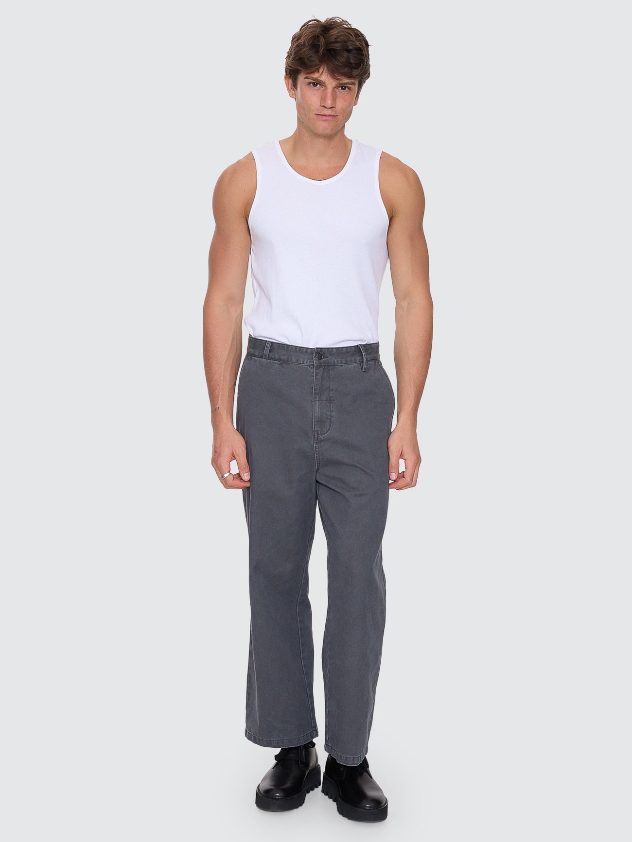 Thrills Co Stagger Big Slacker Cropped Pant - Dark Charcoal in Dark Charcoal