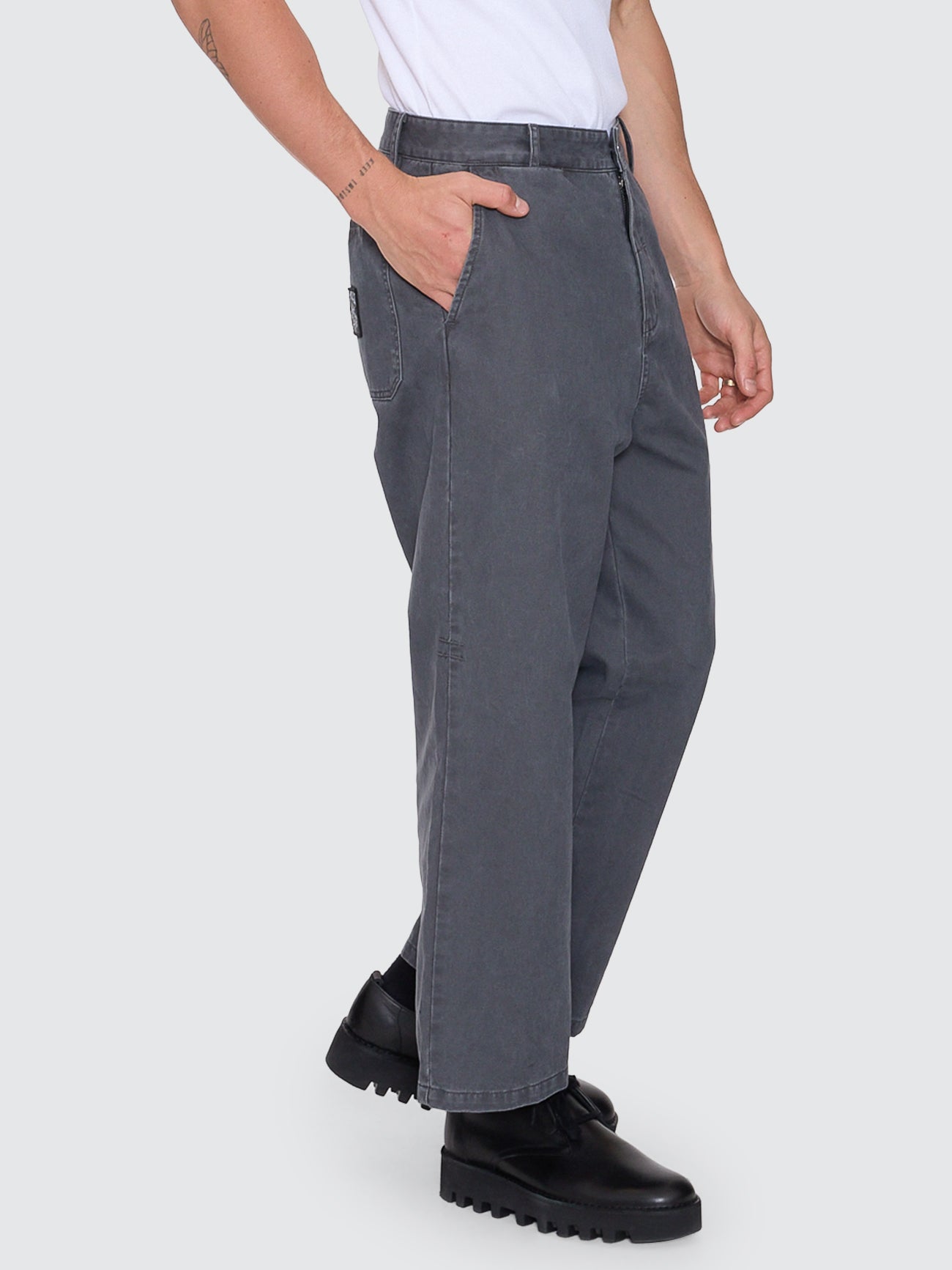Thrills Co Stagger Big Slacker Cropped Pant - Dark Charcoal in Dark Charcoal