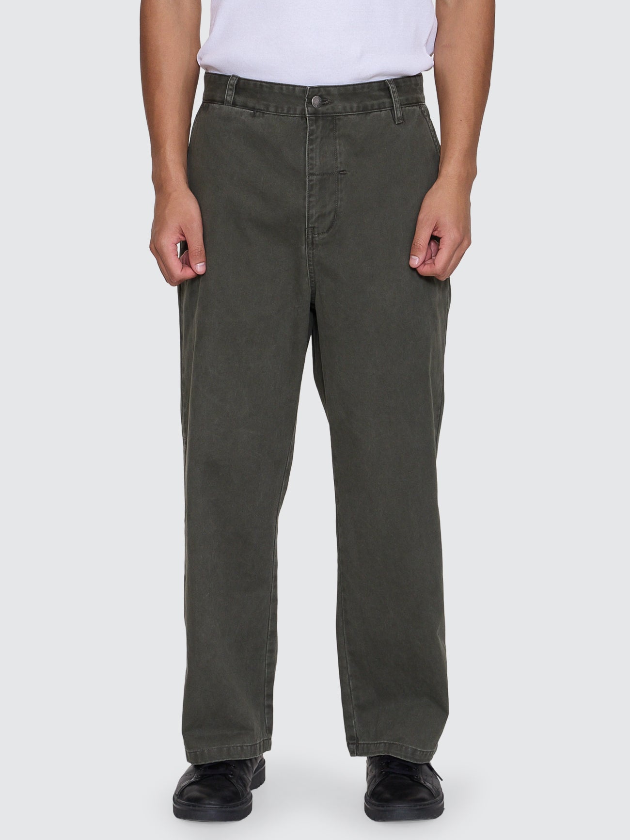 Thrills Co Stagger Big Slacker Cropped Pant - Oil Green in Oil Green